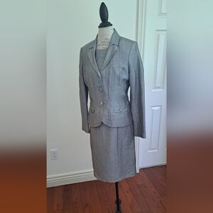 Gray Midi Dress With Blazer Set